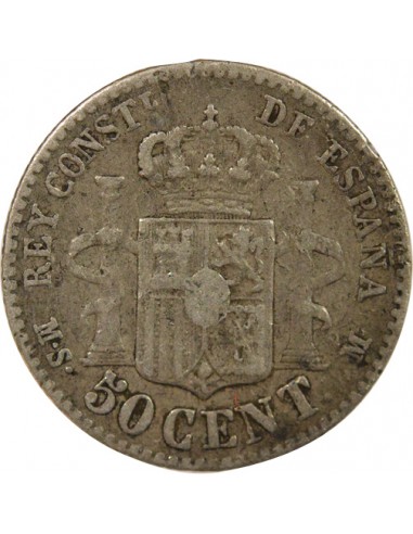 Espagne Alphonse XII d'Espagne 50 centimos Argent 1886 M Madrid