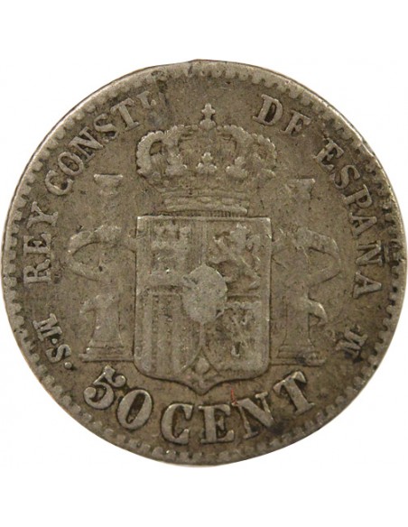 Espagne Alphonse XII d'Espagne 50 centimos Argent 1886 M Madrid