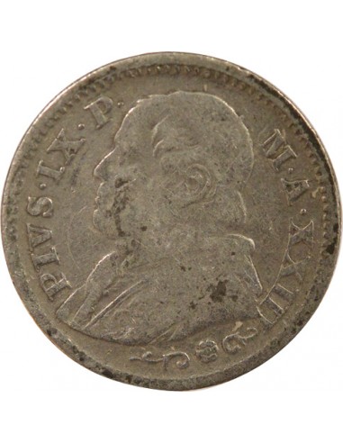 Etat Pontifical Pie IX 2 lire Argent 1868 R Rome