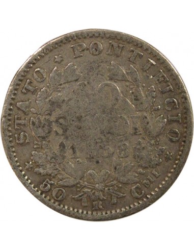 Etat Pontifical Pie IX 2 lire Argent 1868 R Rome