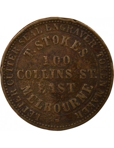 Reine Thomas Stokes Jeton Cuivre 1862 M Melbourne