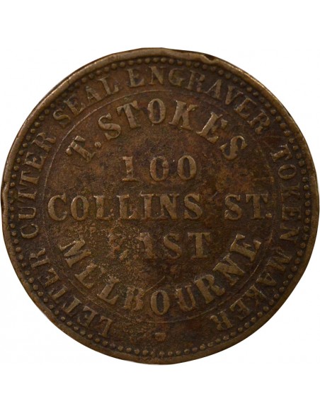 Reine Thomas Stokes Jeton Cuivre 1862 M Melbourne