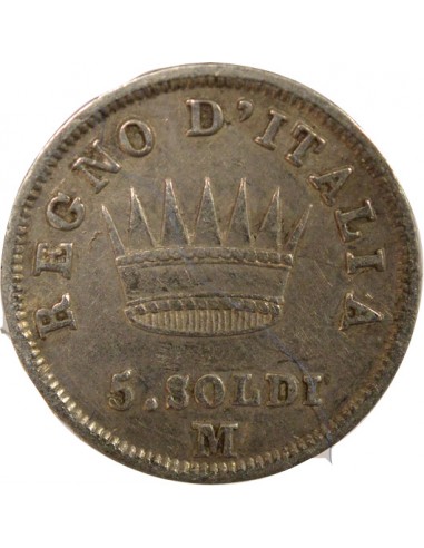 Roi d'Italie 5 soldi Argent 1813 M Milan