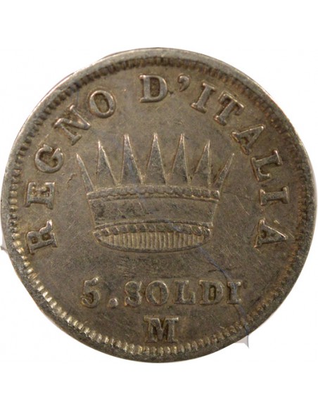 Roi d'Italie 5 soldi Argent 1813 M Milan