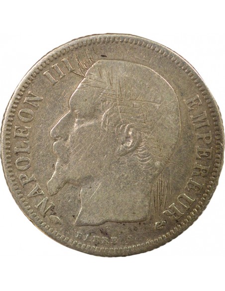 Napoléon III Tête nue 1 franc Argent 1860 A - Paris