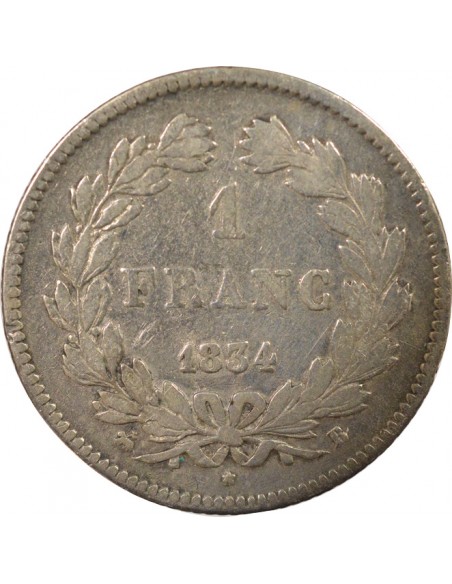 Louis-Philippe Ier 1 franc Argent 1834 B Rouen
