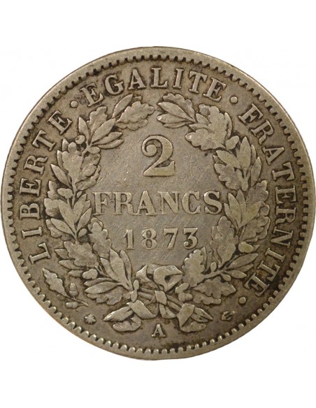 Céres - Demeter IIIe République 2 francs Argent 1873 A - Paris