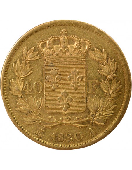 Charles X Tranche en Creux 40 francs Or 1830 A - Paris