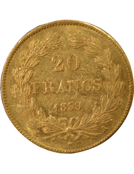 Louis-Philippe Ier Domard Type 20 francs Or 1839 A - Paris