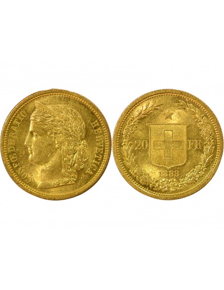 Suisse Libertas 20 francs Or 1883 Berne