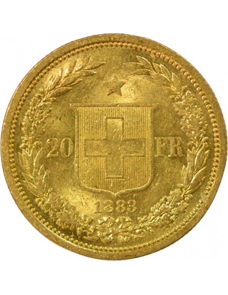 Suisse Libertas 20 francs Or 1883 Berne