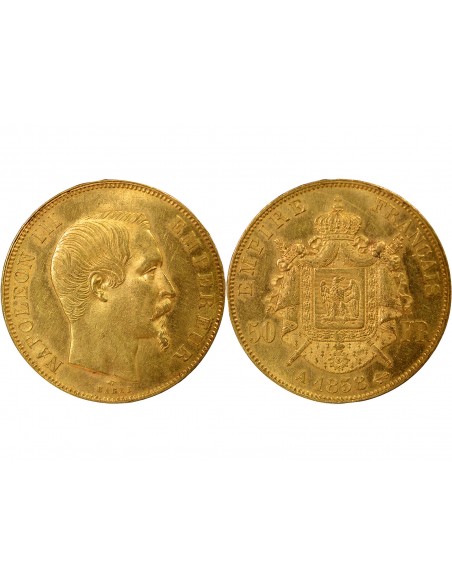 Napoléon III Tête nue 50 francs Or 1858 A - Paris