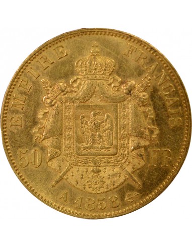 Napoléon III Tête nue 50 francs Or 1858 A - Paris