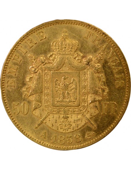 Napoléon III Tête nue 50 francs Or 1858 A - Paris