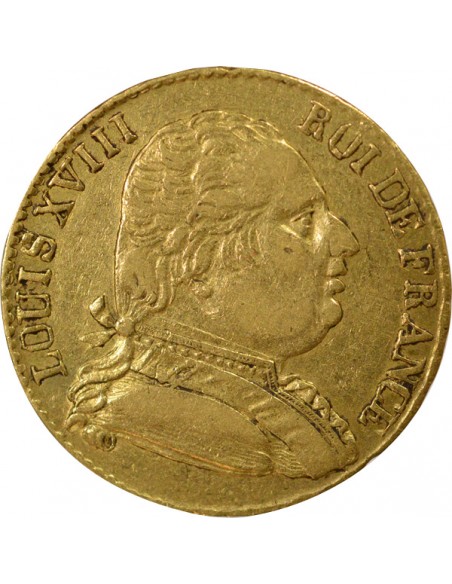 Louis XVIII Buste Habillé 20 francs Or 1815 Londres
