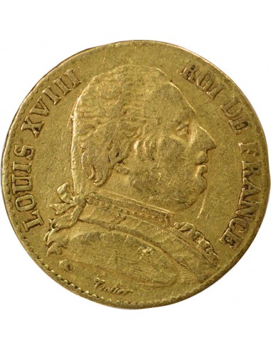 Louis XVIII Buste Habillé 20 francs Or 1815 L Bayonne