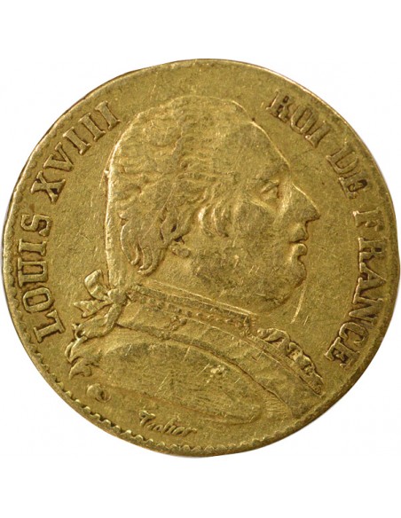 Louis XVIII Buste Habillé 20 francs Or 1815 L Bayonne