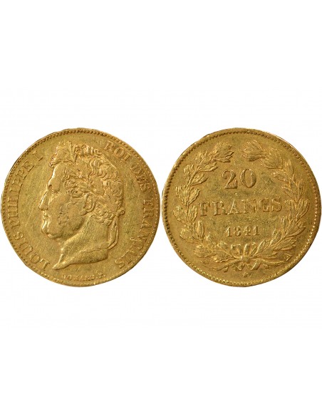 Louis-Philippe Ier Type Domard 20 francs Or 1841 A - Paris