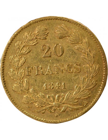 Louis-Philippe Ier Type Domard 20 francs Or 1841 A - Paris