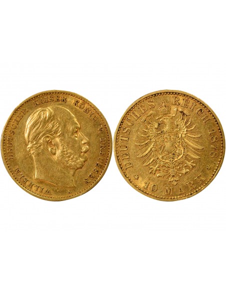 Etats Allemands (Prusse) Guillaume I de Prusse 10 mark Or 1878 A Berlin