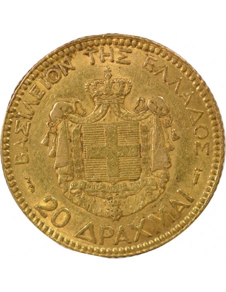 Grèce George I de Grèce 20 drachmai Or 1884 A Paris