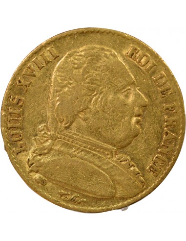 Louis XVIII Buste Habillé 20 francs Or 1814 A - Paris