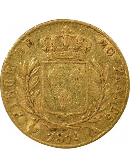 Louis XVIII Buste Habillé 20 francs Or 1814 A - Paris