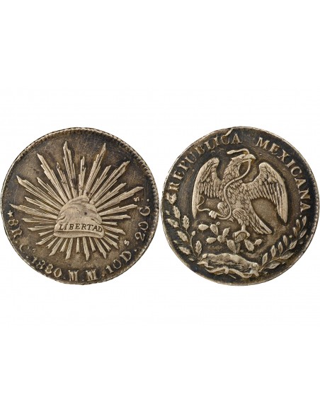 Mexique 8 reales Argent 1880 Chihuahua