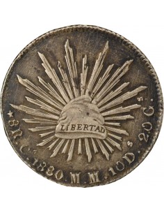 Mexique 8 reales Argent 1880 Chihuahua 2