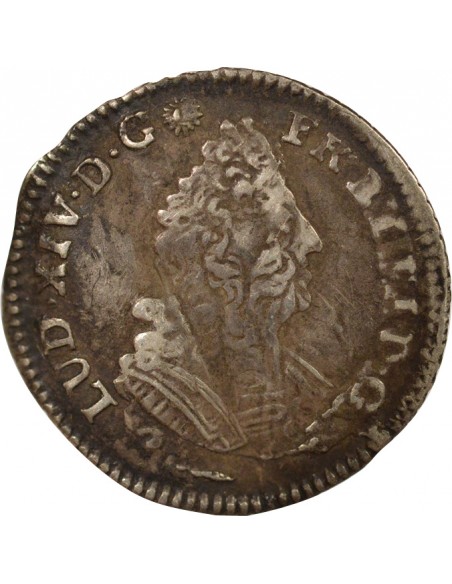 Louis XIV Aux Palmes Double Tournois Argent 1694 P Dijon
