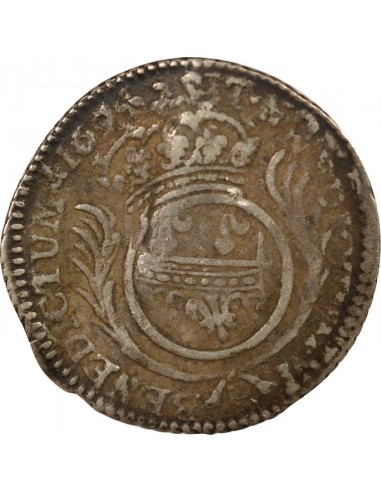 Louis XIV Aux Palmes Double Tournois Argent 1694 P Dijon