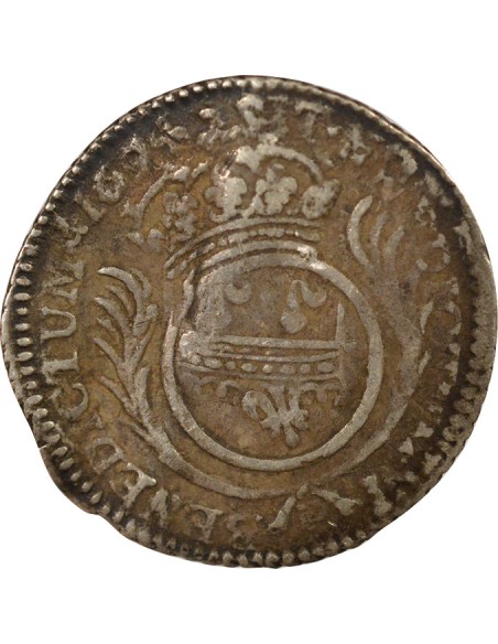 Louis XIV Aux Palmes Double Tournois Argent 1694 P Dijon