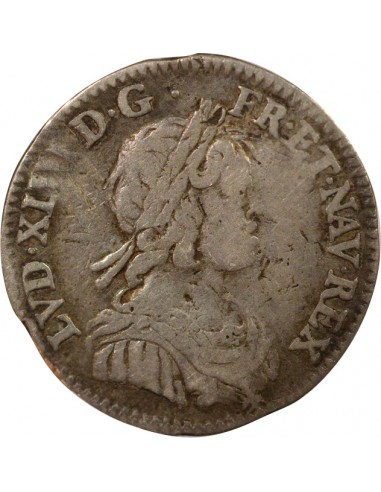 Louis XIV A la Mèche Courte Double Tournois Argent 1643 A - Paris