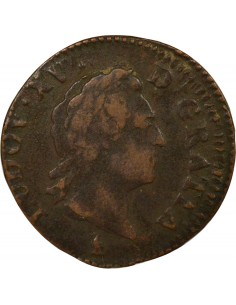 Louis XV A la Vieille Tête Double Tournois Cuivre 1772 S Troyes 2