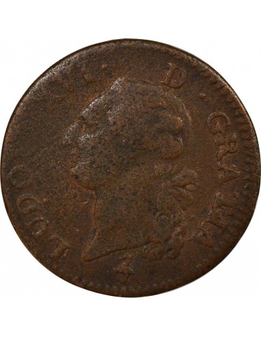 Louis XVI A l'Ecu Double Tournois Cuivre 1791 A - Paris