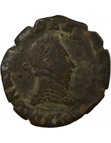 Henri III Type 2 Double Tournois Cuivre 1587 D Lyon