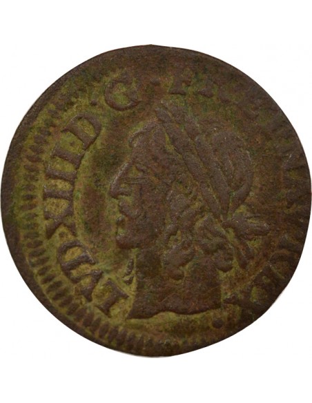 en Latin Double Tournois Cuivre 1643 Corbeil