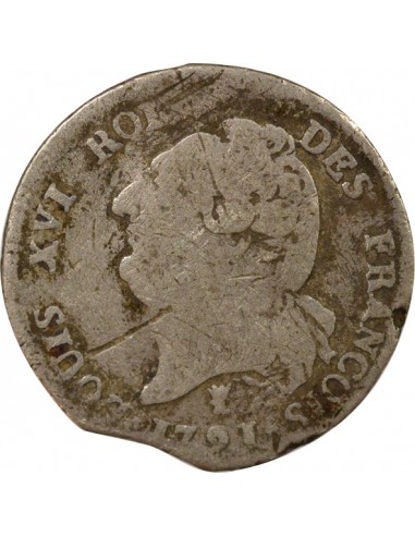 Louis XVI Au Génie Double Tournois Argent 1791 I Limoges