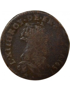 Louis XIV au Buste Juvénile Double Tournois Cuivre 1657 Acquigny 2