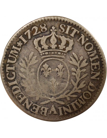 Louis XV Au Buste habillé Double Tournois Argent 1728 A - Paris