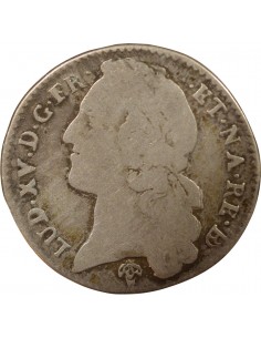 Louis XV Au Bandeau Double Tournois Argent 1741 Pau (Vache) 2