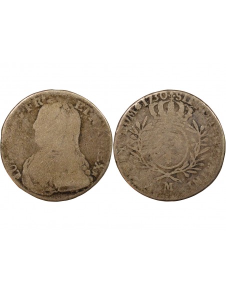 Louis XV Au Buste Habillé Double Tournois Argent 1730 M Toulouse