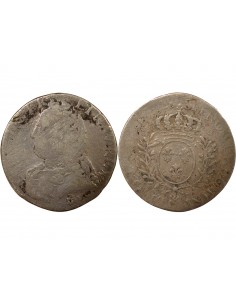 Louis XV Au Buste Habillé Double Tournois Argent 1728 & Aix-en-Provence