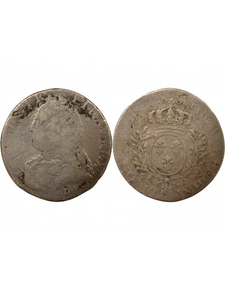 Louis XV Au Buste Habillé Double Tournois Argent 1728 & Aix-en-Provence