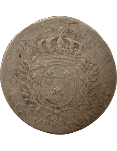 Louis XV Au Buste Habillé Double Tournois Argent 1728 & Aix-en-Provence