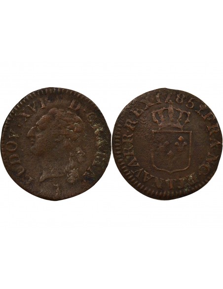 Louis XVI A l'Ecu Double Tournois Cuivre 1785 T Nantes