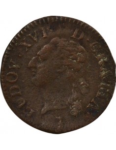 Louis XVI A l'Ecu Double Tournois Cuivre 1785 T Nantes 2