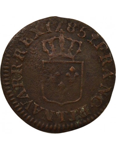 Louis XVI A l'Ecu Double Tournois Cuivre 1785 T Nantes