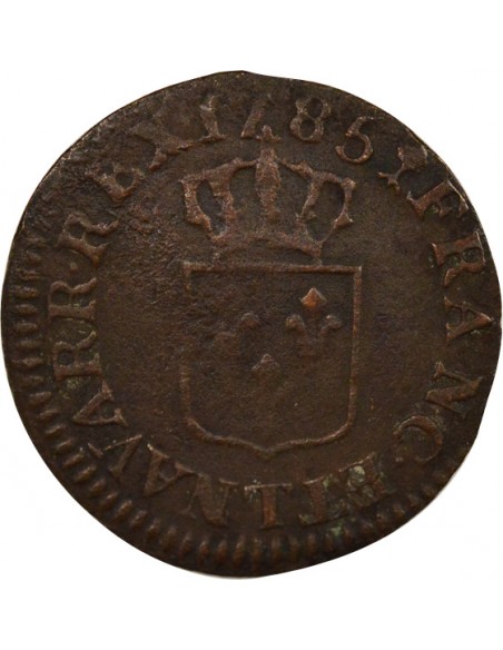 Louis XVI A l'Ecu Double Tournois Cuivre 1785 T Nantes