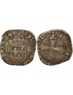 Henri III Croix de Face Double Tournois Billon 1585 F Angers